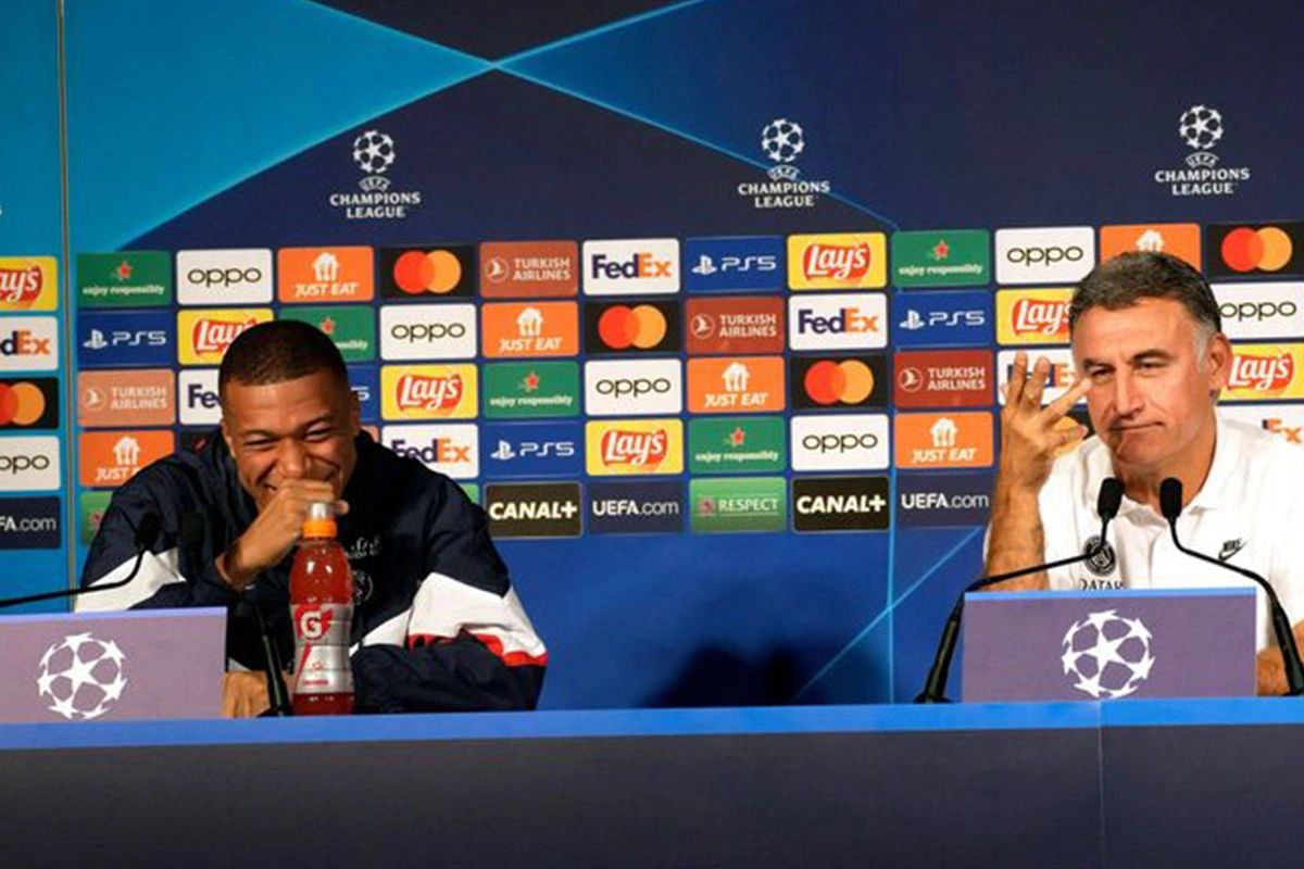 Galtier et Mbappé se moquant de l'écologie lors d'une conférence de presse au PSG à Paris